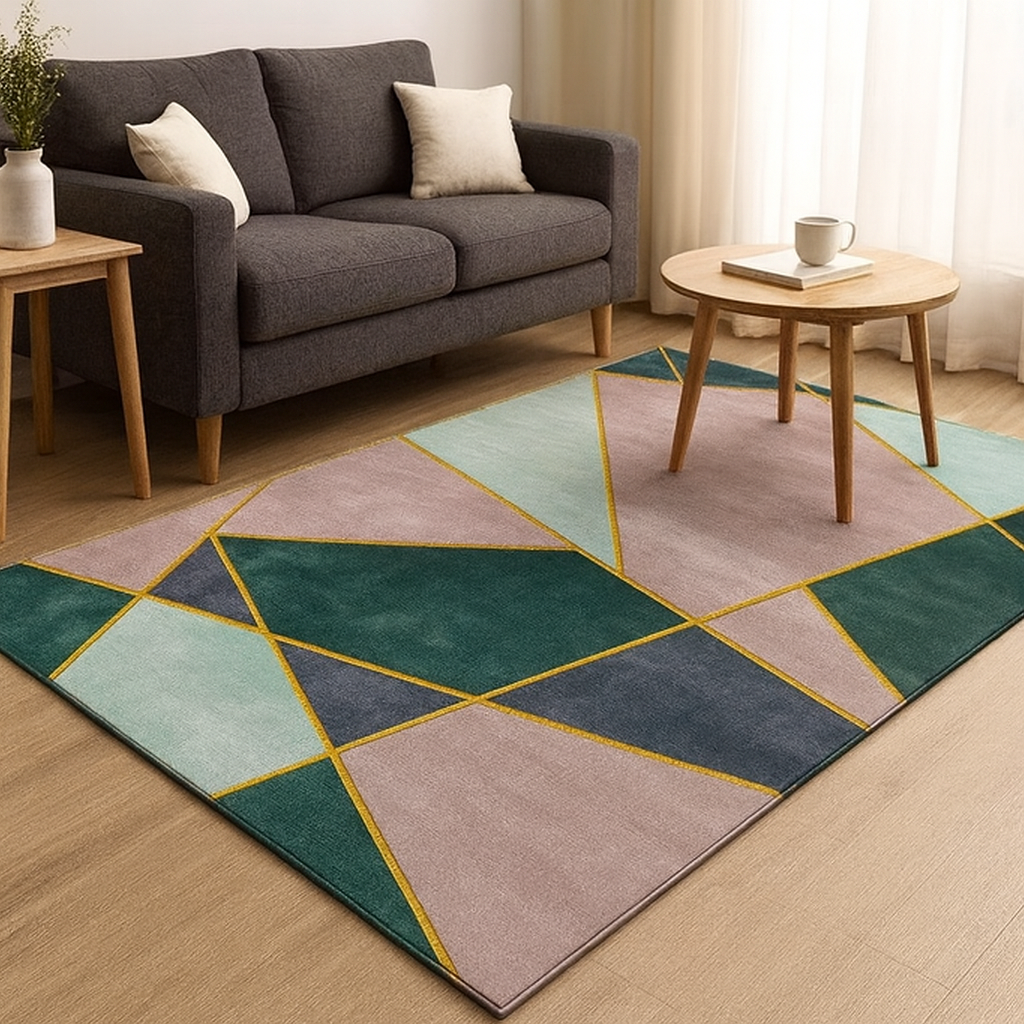 Modern Geometric Area Rug with Non Slip Backing
