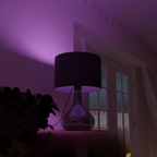 Modern Bedside Table Lamp with Fabric Shade and Glass Base