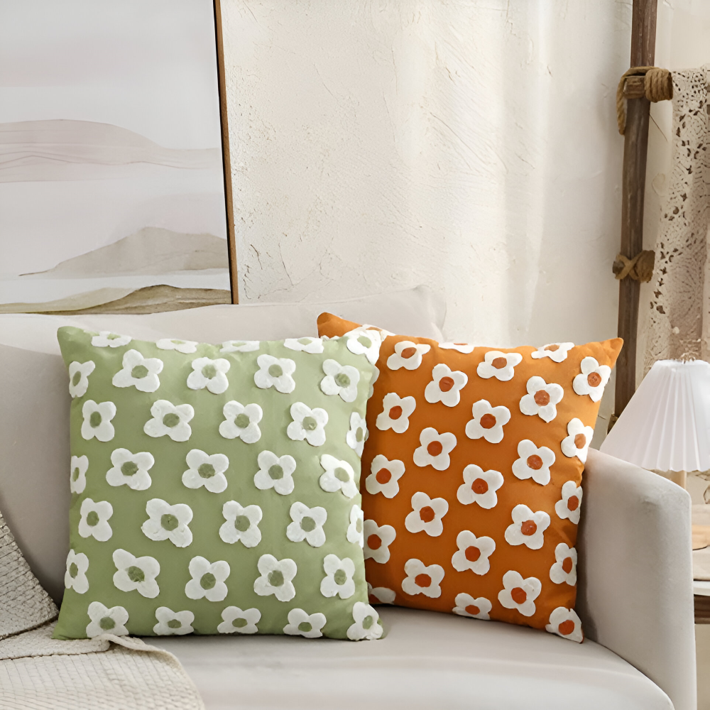 Floral Embroidered Cushion Cover for Sofa and Couch