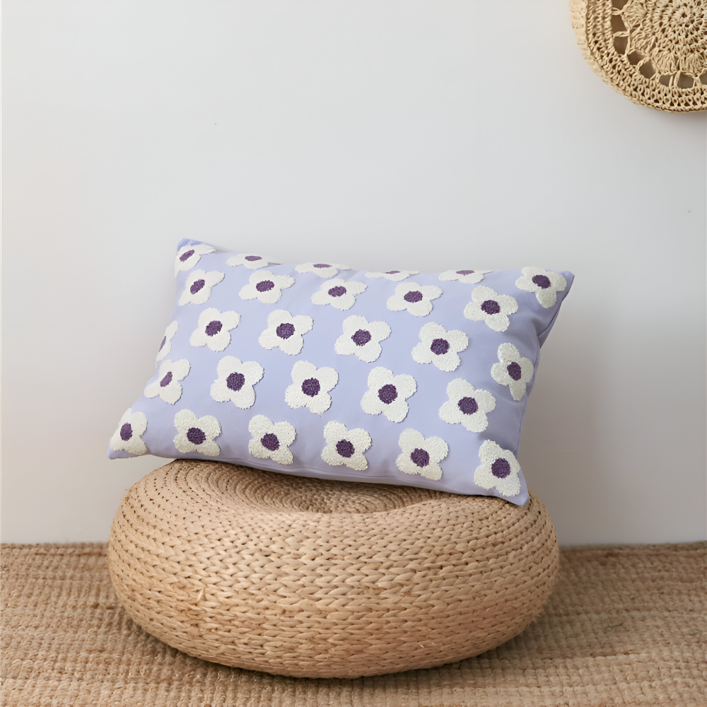 Floral Embroidered Cushion Cover for Sofa and Couch