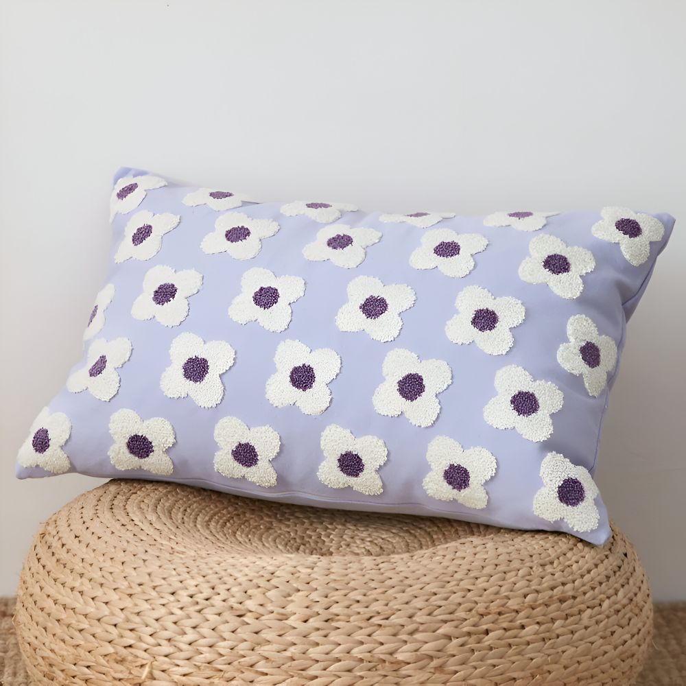 Floral Embroidered Cushion Cover for Sofa and Couch