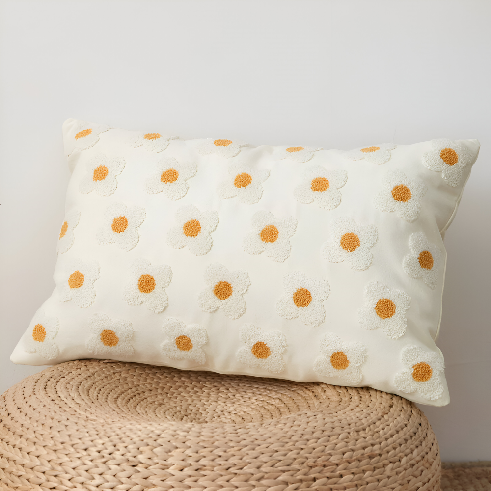 Floral Embroidered Cushion Cover for Sofa and Couch