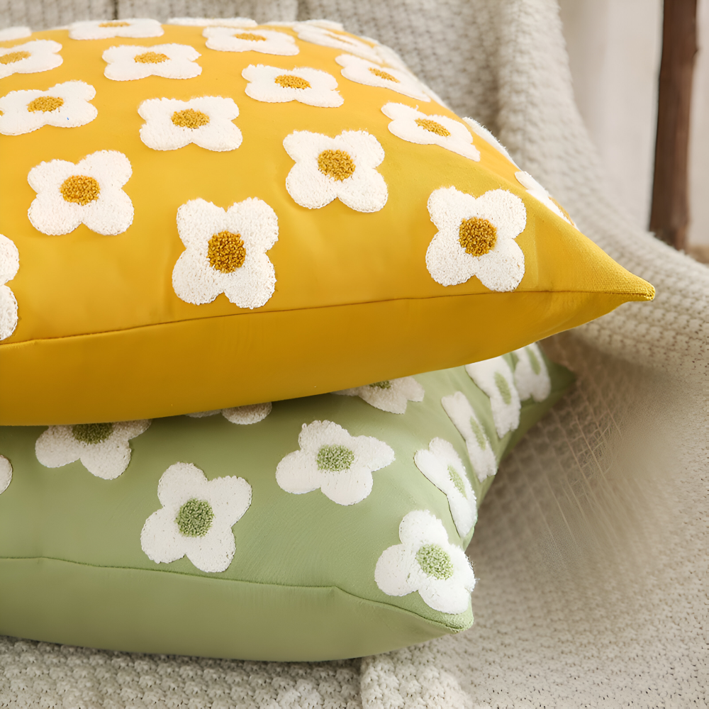 Floral Embroidered Cushion Cover for Sofa and Couch