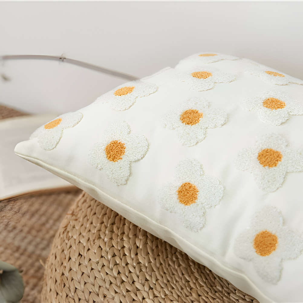 Floral Embroidered Cushion Cover for Sofa and Couch