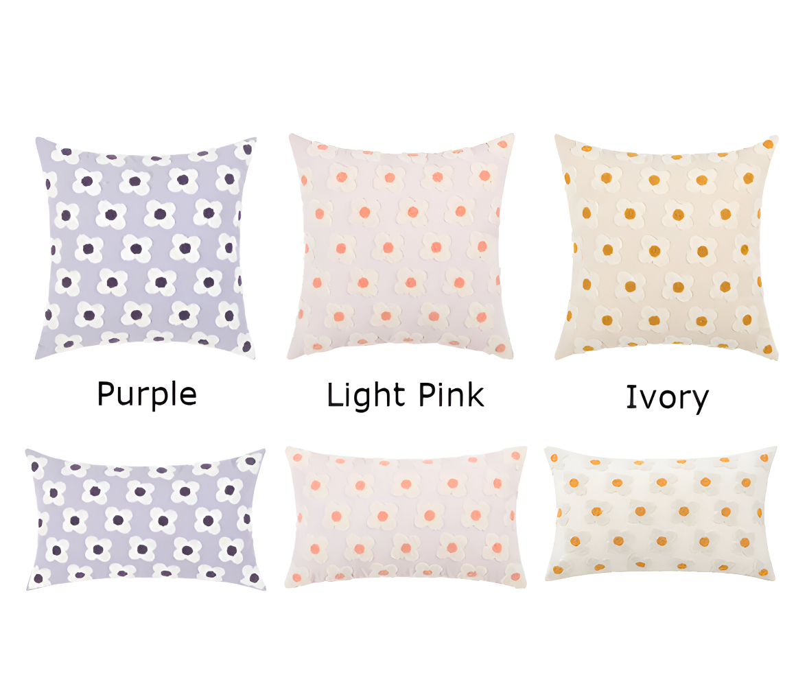 Floral Embroidered Cushion Cover for Sofa and Couch