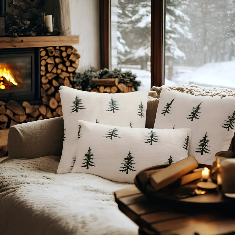 Christmas Pine Tree Decorative Cushion Sofa and Couch Cover