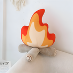 Campfire Shaped Plush Decorative Pillow with Flame and Log Design