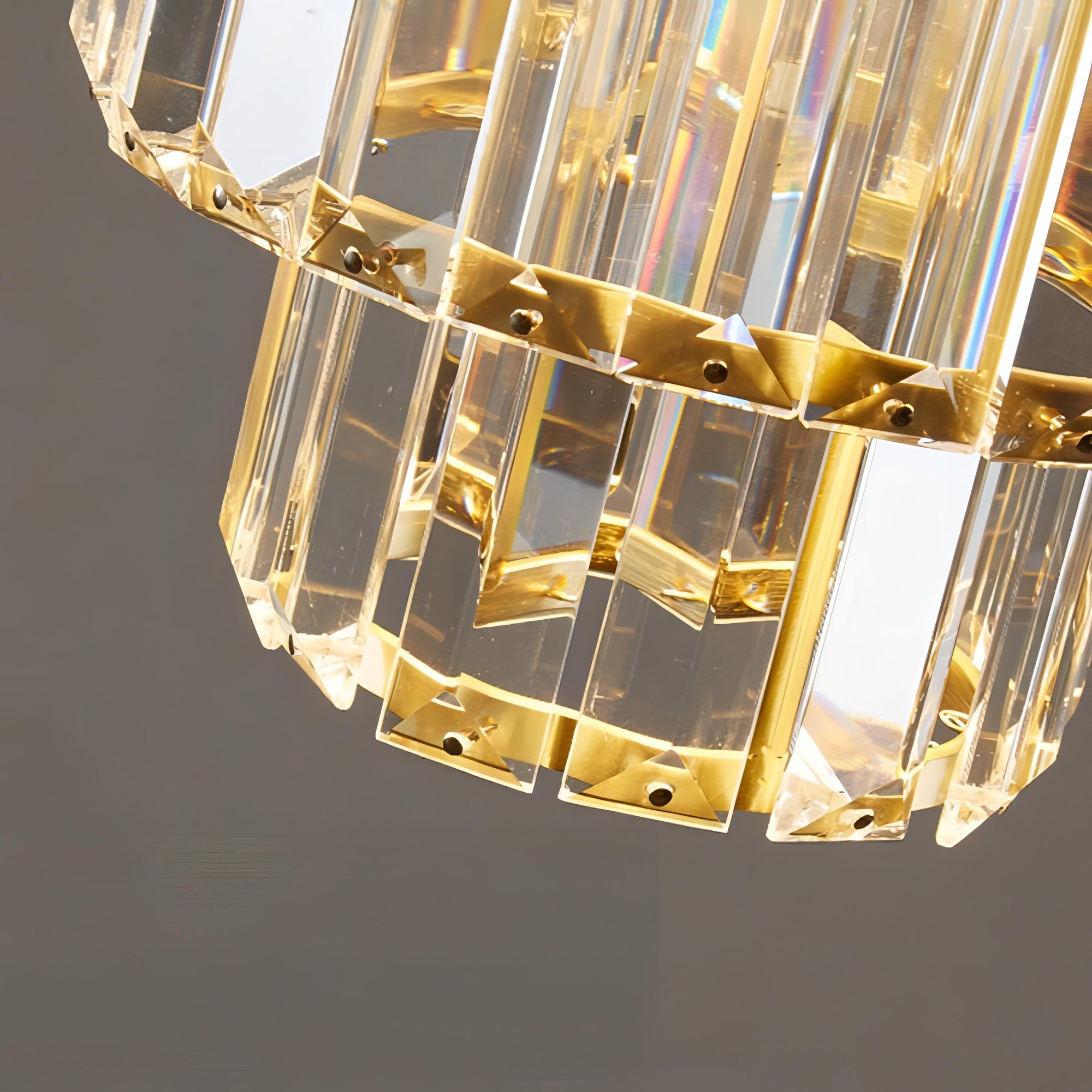Crystal Glass Pendant Light with Tiered Design for Ceiling Lighting