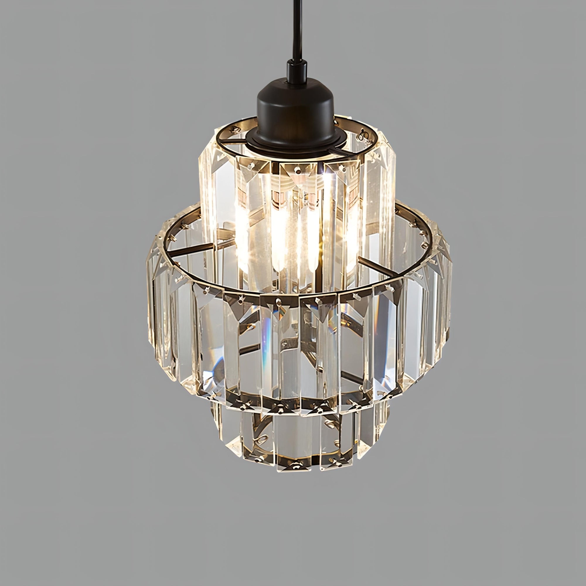 Crystal Glass Pendant Light with Tiered Design for Ceiling Lighting