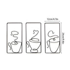 Minimalist Coffee Cup Metal Wall Art Set for Kitchen and Coffee Bar