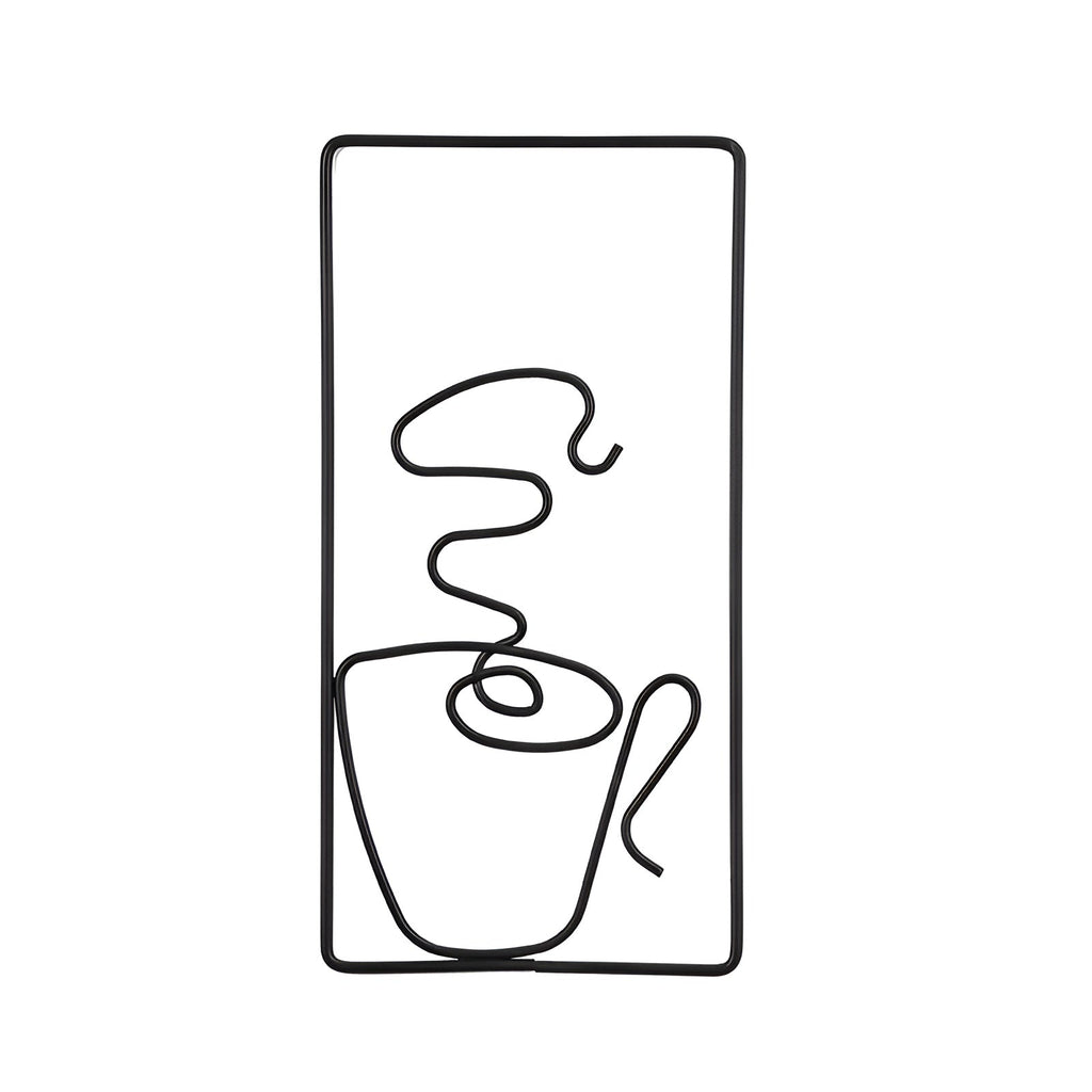 Minimalist Coffee Cup Metal Wall Art Set for Kitchen and Coffee Bar