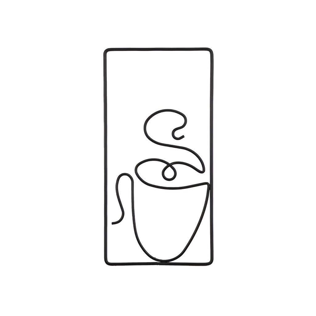 Minimalist Coffee Cup Metal Wall Art Set for Kitchen and Coffee Bar