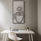 Minimalist Coffee Cup Metal Wall Art Set for Kitchen and Coffee Bar