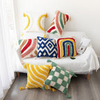 Tufted Decorative Cushion Cover with Geometric and Wave Patterns