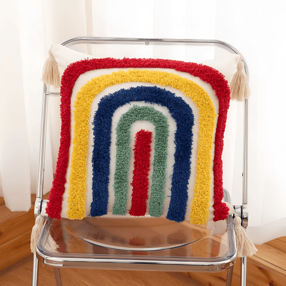 Tufted Decorative Cushion Cover with Geometric and Wave Patterns