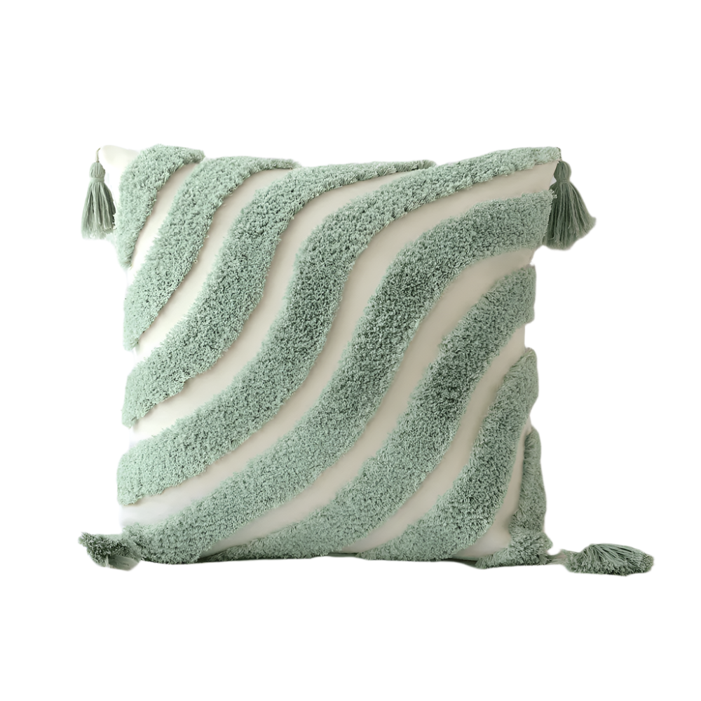 Tufted Decorative Cushion Cover with Geometric and Wave Patterns