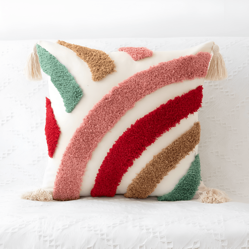 Tufted Decorative Cushion Cover with Geometric and Wave Patterns