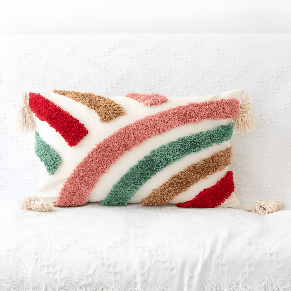 Tufted Decorative Cushion Cover with Geometric and Wave Patterns