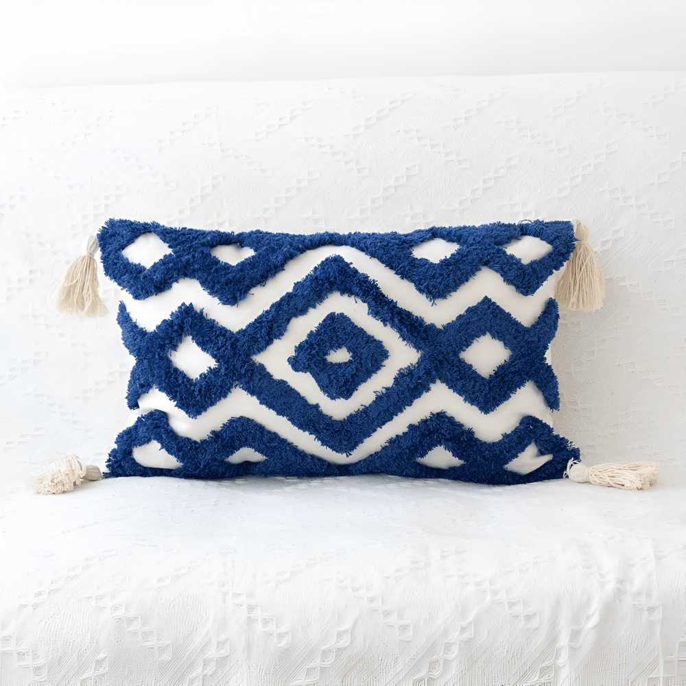 Tufted Decorative Cushion Cover with Geometric and Wave Patterns