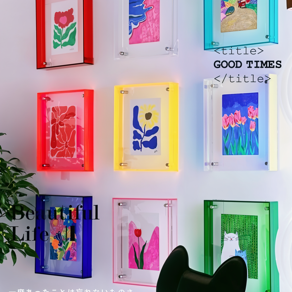 Neon Acrylic Photo Frame with Fluorescent Edge and Desk Display