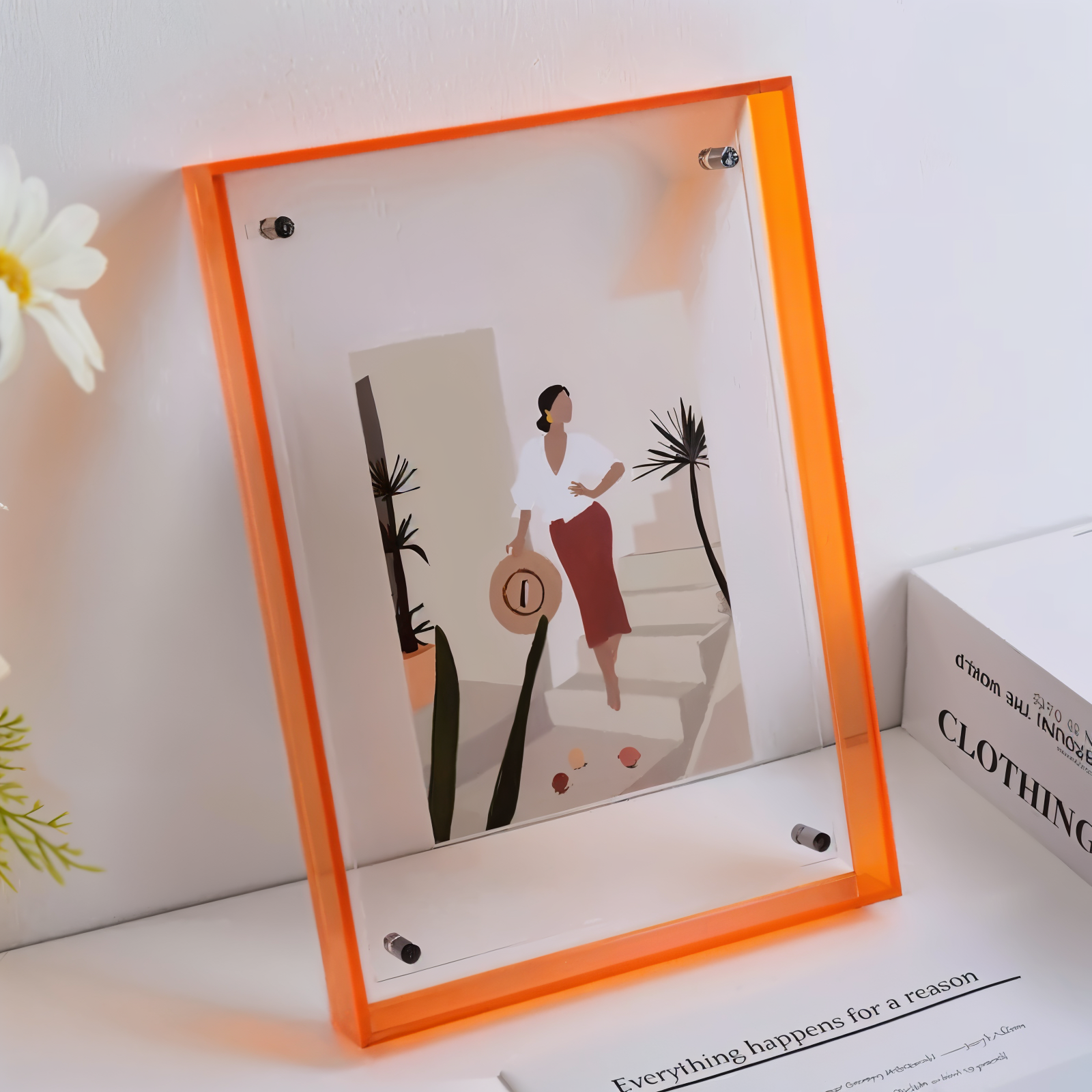 Neon Acrylic Photo Frame with Fluorescent Edge and Desk Display