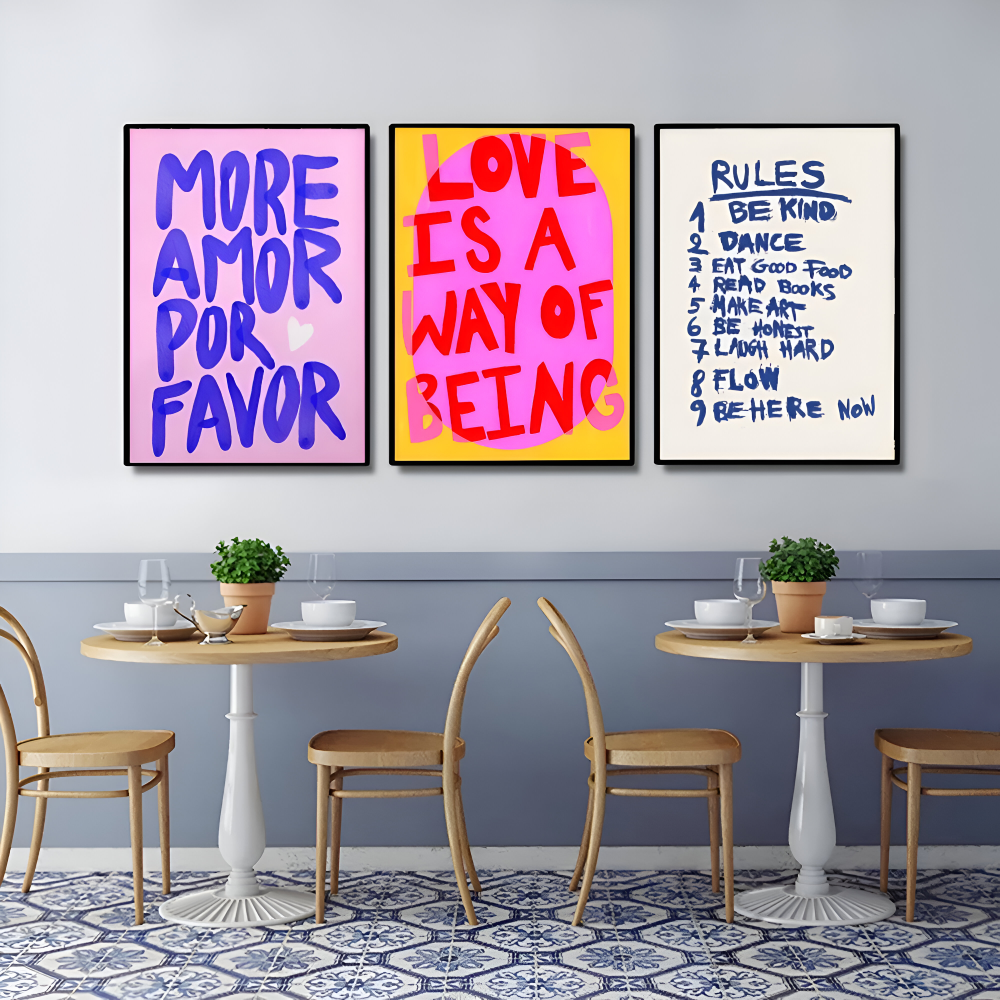 Inspirational Quotes Canvas Wall Art Set with Modern Typography Design