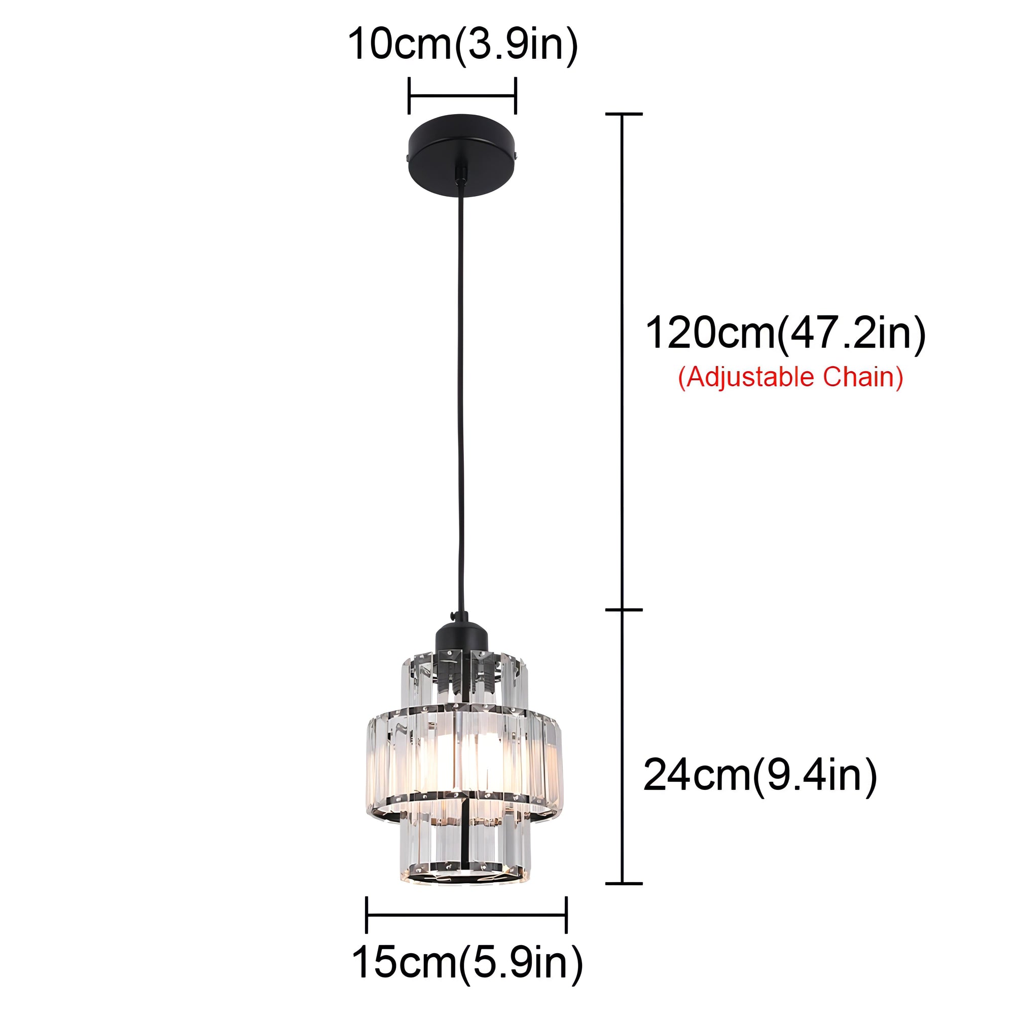 Crystal Glass Pendant Light with Tiered Design for Ceiling Lighting