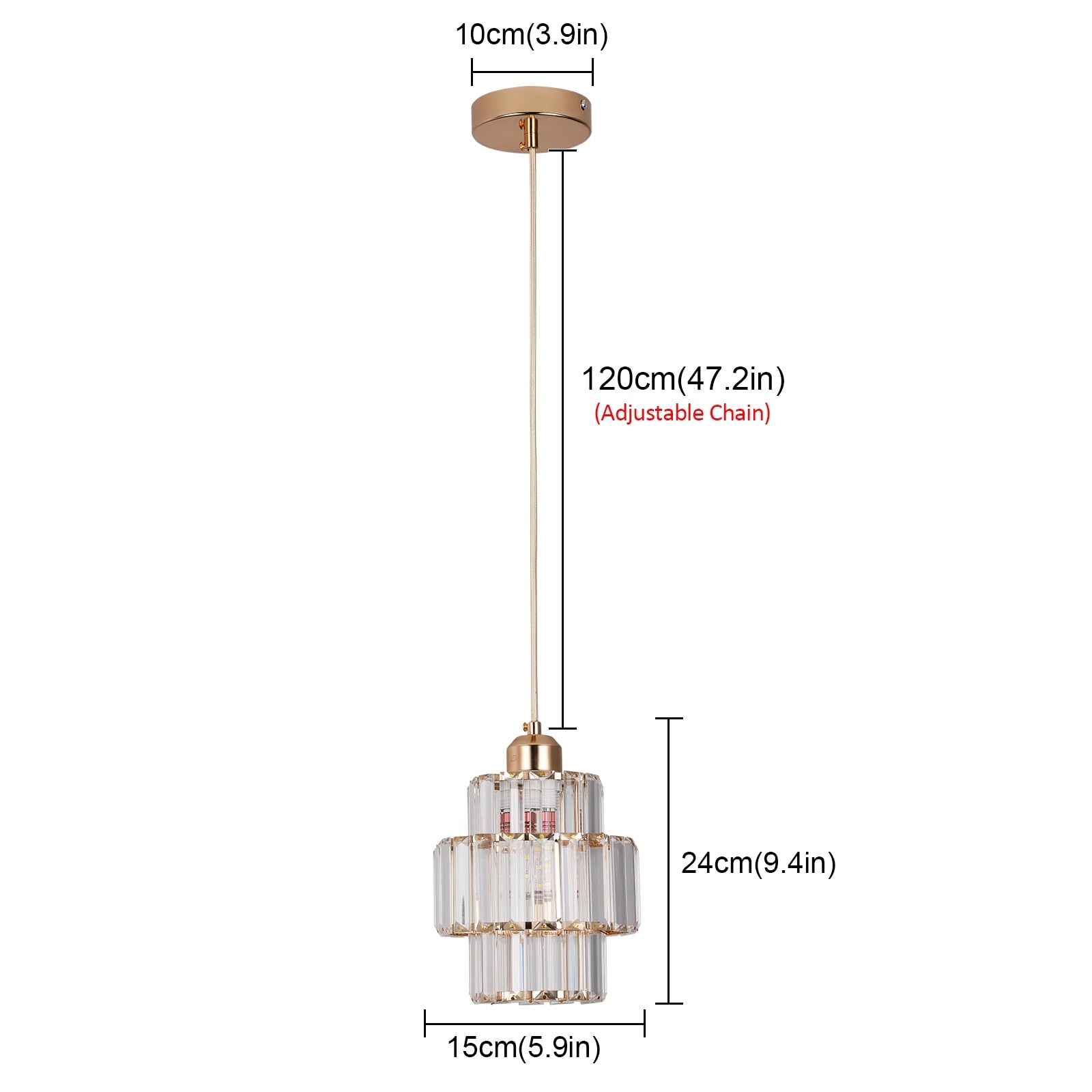Crystal Glass Pendant Light with Tiered Design for Ceiling Lighting