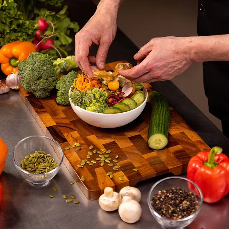 Double-Sided Hardwood Cutting Board with Juice Groove