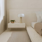 Travertine Base Table Lamp with Opal Glass Shade Modern