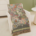 Boho Floral Cotton Throw Blanket with Tassel Fringe