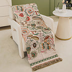 Boho Floral Cotton Throw Blanket with Tassel Fringe
