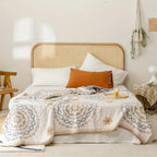 Boho Mandala Cotton Throw Blanket Lightweight Woven Bedspread