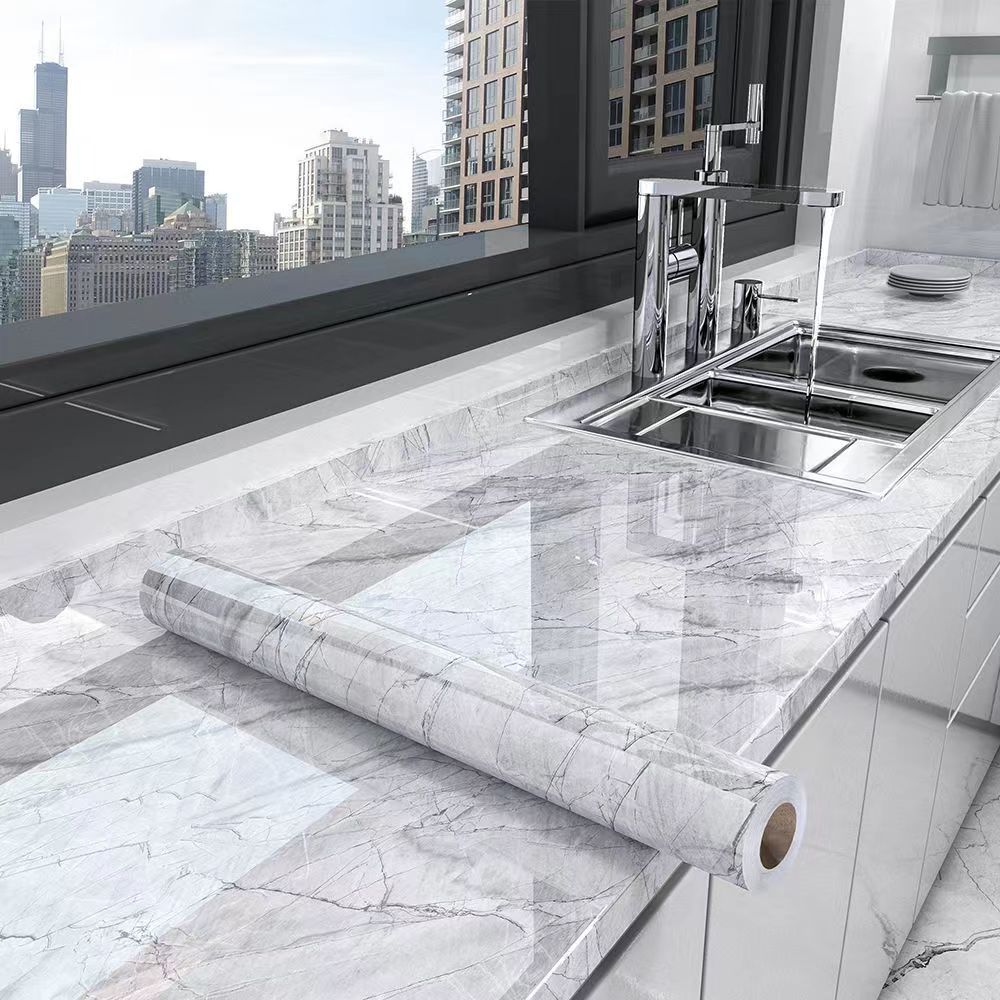 Marble Effect Self-Adhesive Kitchen Countertop Film Roll with Oil-Resistant