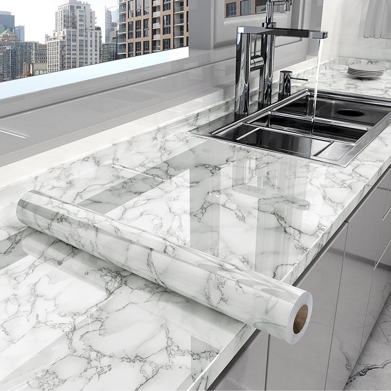 Marble Effect Self-Adhesive Kitchen Countertop Film Roll with Oil-Resistant