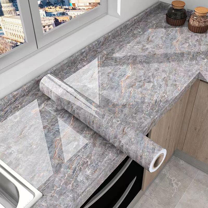 Marble Effect Self-Adhesive Kitchen Countertop Film Roll with Oil-Resistant