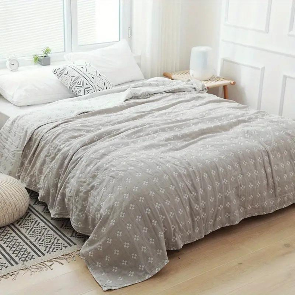 Geometric Cotton Throw Blanket Soft Breathable Bedspread