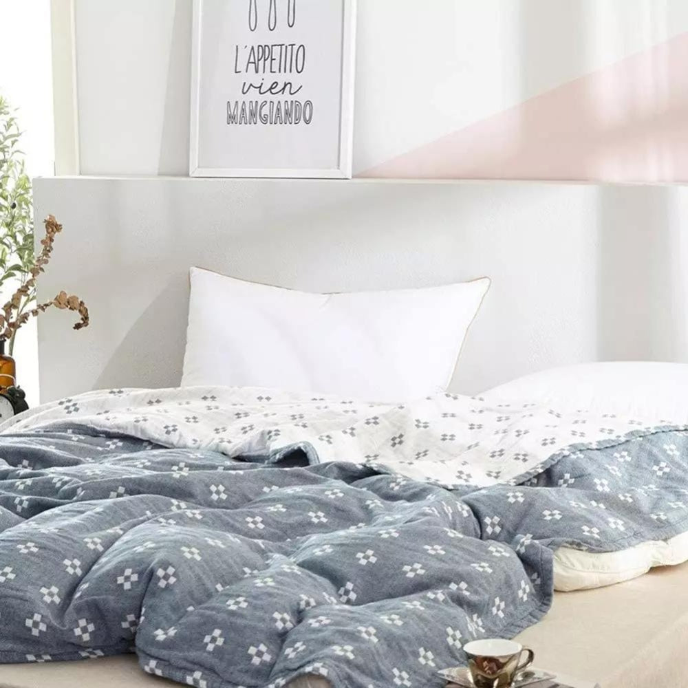Geometric Cotton Throw Blanket Soft Breathable Bedspread