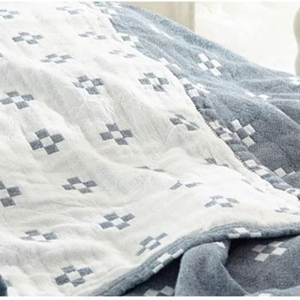 Geometric Cotton Throw Blanket Soft Breathable Bedspread