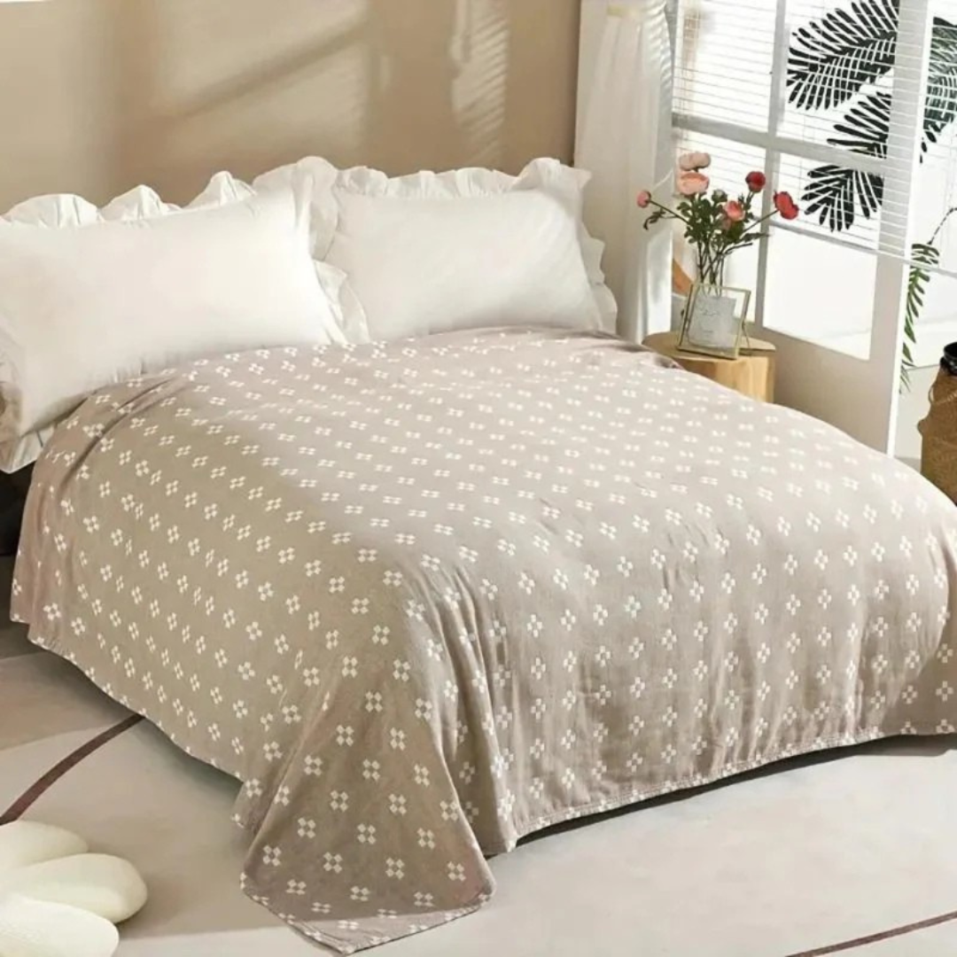 Geometric Cotton Throw Blanket Soft Breathable Bedspread