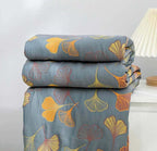 Reversible Floral Cotton Throw Blanket for Bed and Sofa