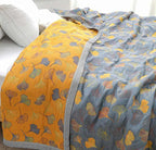 Reversible Floral Cotton Throw Blanket for Bed and Sofa
