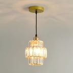 Crystal Glass Pendant Light with Tiered Design for Ceiling Lighting