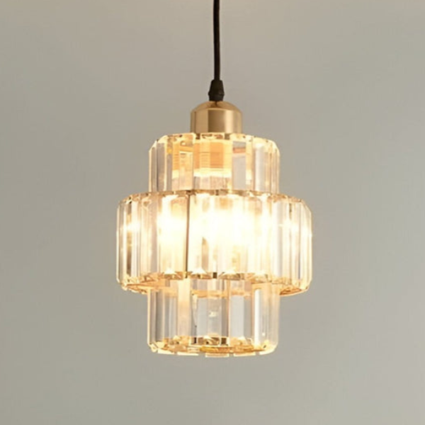 Crystal Glass Pendant Light with Tiered Design for Ceiling Lighting