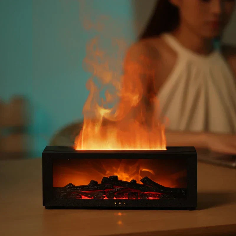 Flame Effect Aroma Diffuser & Humidifier LED Fireplace Mist Lamp
