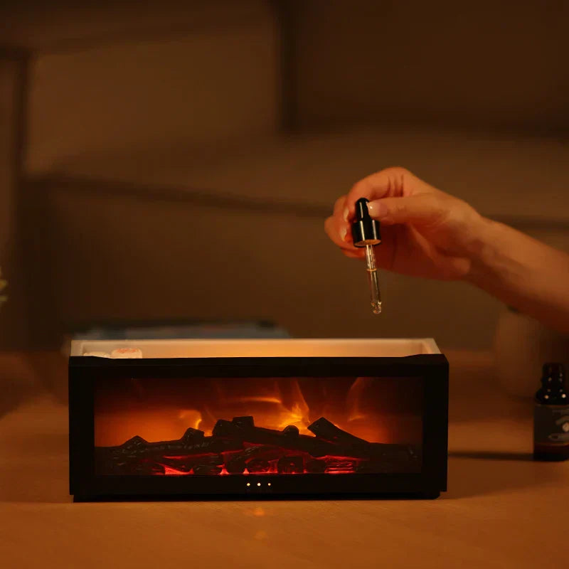 Flame Effect Aroma Diffuser & Humidifier LED Fireplace Mist Lamp