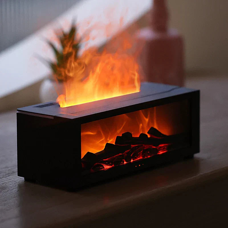 Flame Effect Aroma Diffuser & Humidifier LED Fireplace Mist Lamp