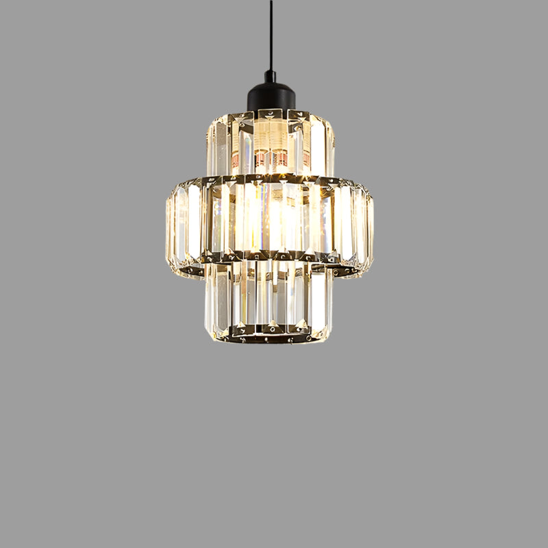 Crystal Glass Pendant Light with Tiered Design for Ceiling Lighting