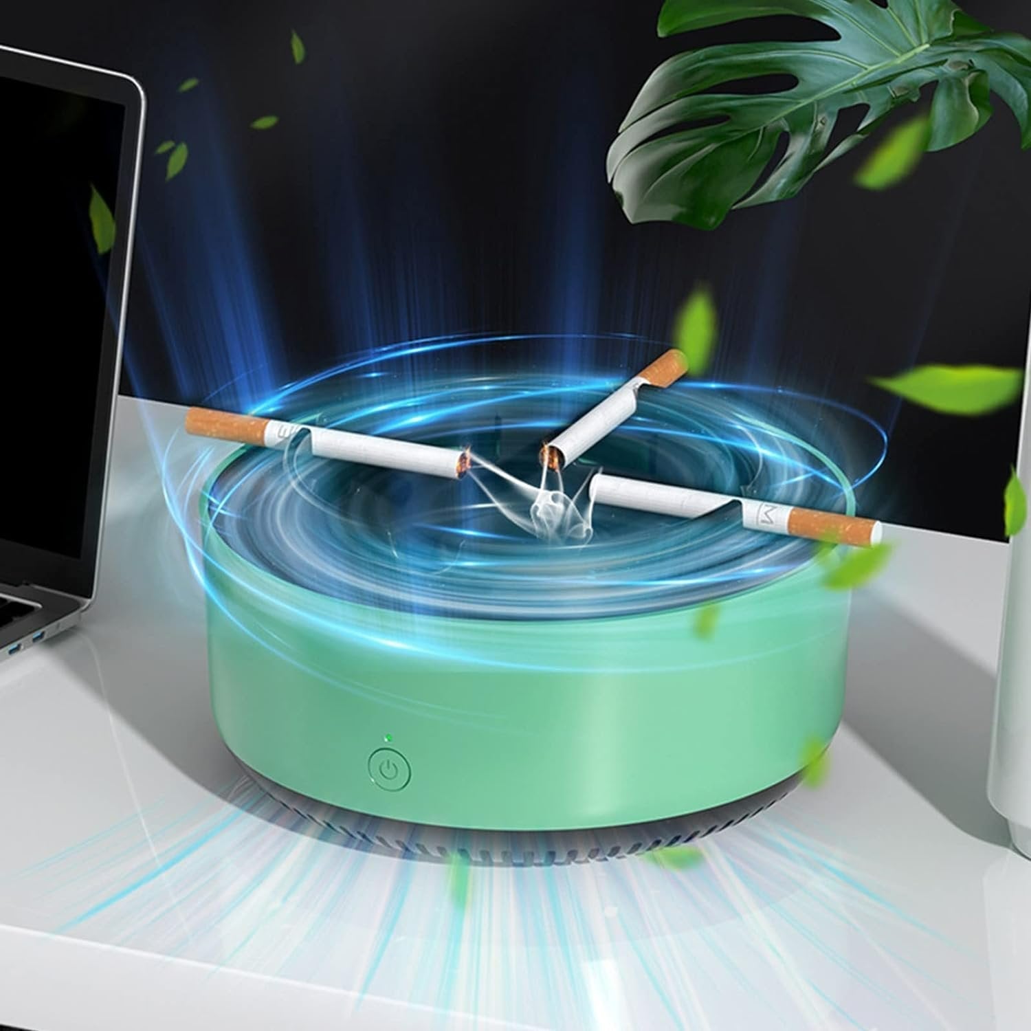 Smokeless Ashtray with Built-in Smoke Absorber Portable Odor Eliminator