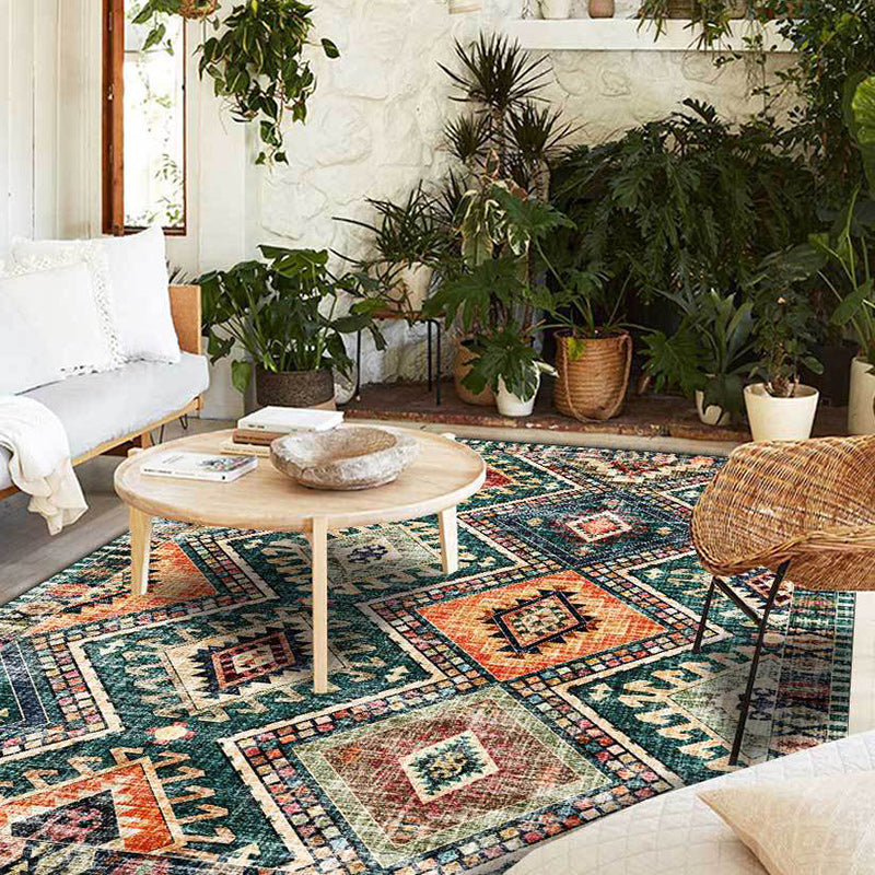 Boho Tribal Area Rug with Geometric Pattern